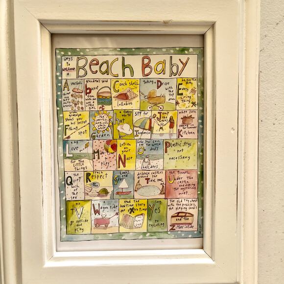 Sandy Gingras Beach Baby Framed Print for Nursery How to Live 8x10 - Picture 2 of 6